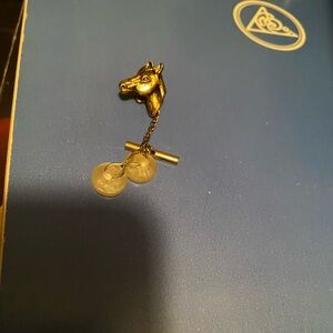 Horse Head pin back Tie Tack with Chain horses equine equestrian rider jewelry